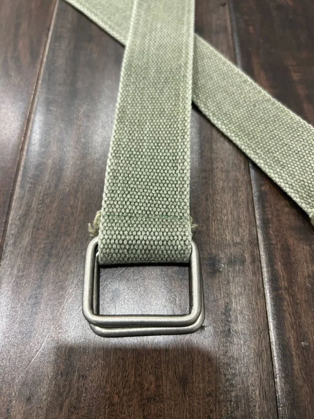 45 in Canvas Adjustable Belt Olive Green Metal Buckle Minimalist Techwear